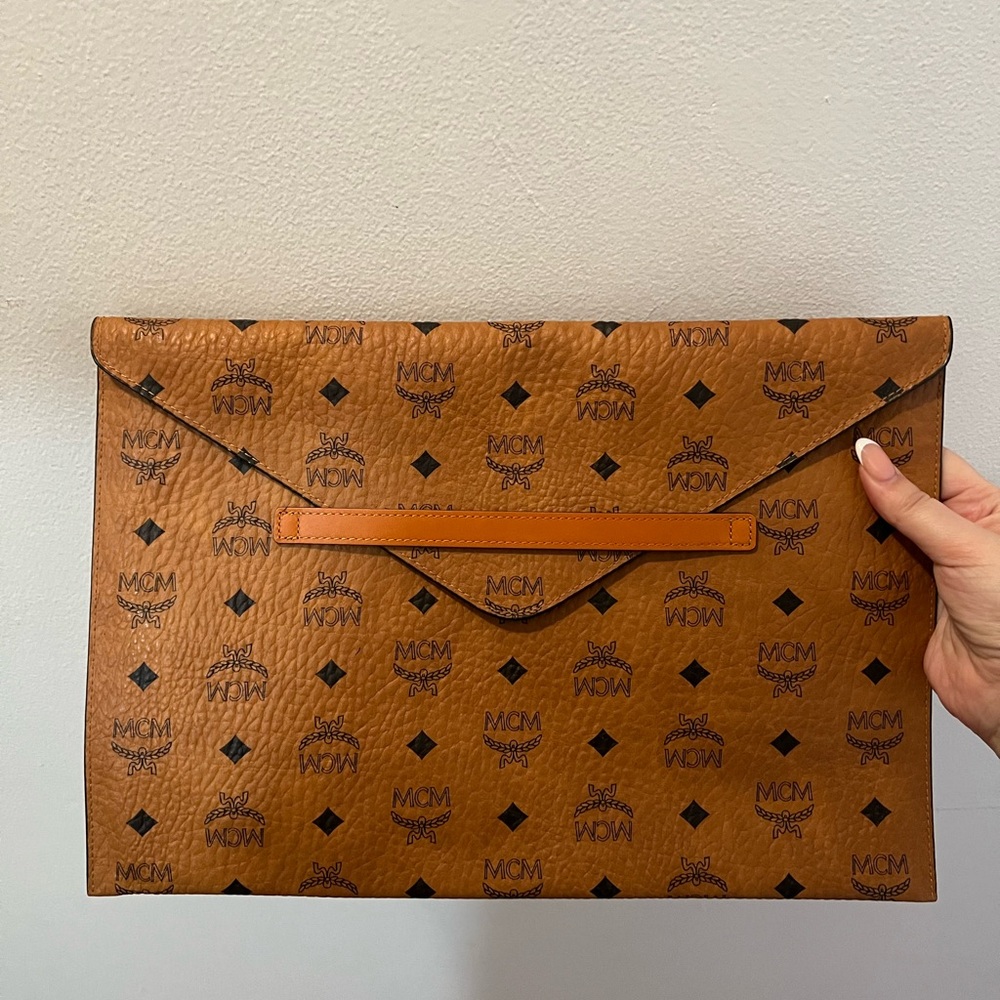 RARE MCM Tan Logo Laptop Bag